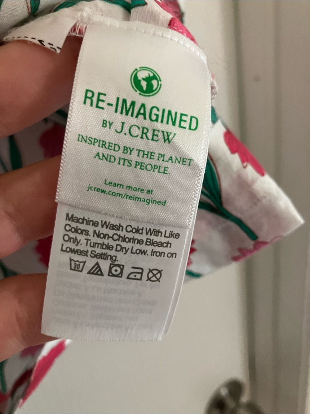 J. Crew White Blouse with Pink Red Floral Print - Picture 3 of 5